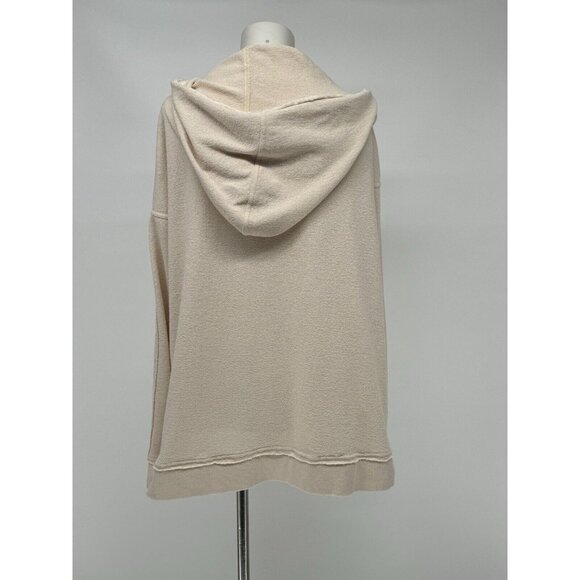 Anthropologie Women’s Cream S Hooded Mixed Media Cardigan Sweater Bobo Cozy - Picture 4 of 12